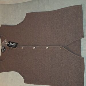 Brown Knit Vest with Button Closure